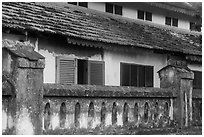 Facade of colonial-area building, Con Son. Con Dao Islands, Vietnam ( black and white)