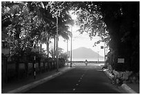 Street leading to the bay, Con Son. Con Dao Islands, Vietnam ( black and white)