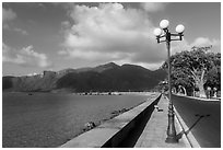 Deserted seafront street, Con Son. Con Dao Islands, Vietnam ( black and white)