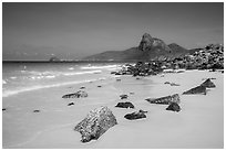 White sands and rocks, Nhat Beach. Con Dao Islands, Vietnam ( black and white)