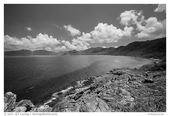 Con Son Bay from Chim Chim Cape. Con Dao Islands, Vietnam (black and white)