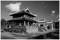 Shrine and gate, Hang Duong Cemetery. Con Dao Islands, Vietnam ( black and white)