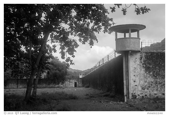 Prison wall, Con Son. Con Dao Islands, Vietnam (black and white)