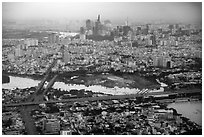 Aerial view of Saigon River and downtown. Ho Chi Minh City, Vietnam ( black and white)