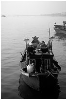 Fishing boat, in the Nhat Le River, Dong Hoi. Vietnam ( black and white)