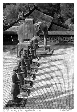 Row of statues and in Khai Dinh Mausoleum. Hue, Vietnam