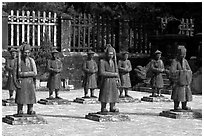 Statues of Mandarins in Khai Dinh Mausoleum. Hue, Vietnam ( black and white)