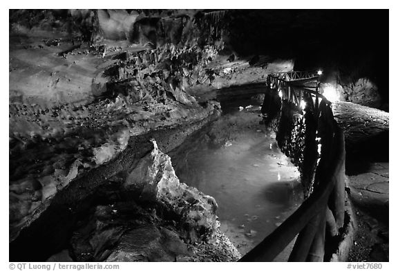 Ngoc Tuyen River flowing through Nhi Thanh Cave. Lang Son, Northest Vietnam