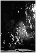 Altar in Tam Thanh Cave. Lang Son, Northest Vietnam (black and white)
