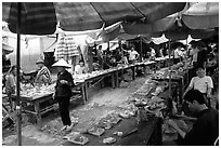 Meat for sale, That Khe market. Northest Vietnam (black and white)