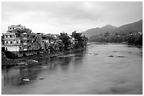 Bang Gian River in Cao Bang. Northeast Vietnam (black and white)