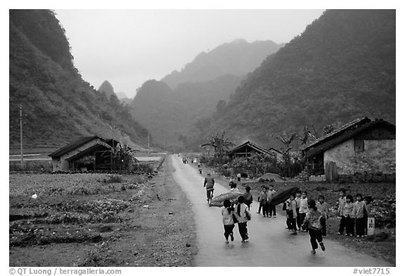 Children returning from school, Ma Phuoc Pass area. Northeast Vietnam