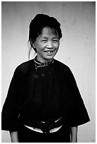 Woman of the Nung hill tribe in traditional dress. Northeast Vietnam ( black and white)