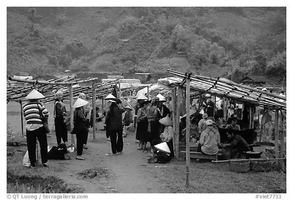 Market set in the fields near Ba Be Lake. Northeast Vietnam
