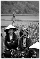 Hilltribeswomen with traditional necklace. Northeast Vietnam (black and white)