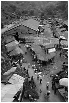 View of the market, Cho Ra. Northeast Vietnam (black and white)