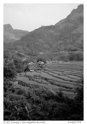 Minority village and rice terraces, near Mai Chau. Northwest Vietnam