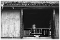 Old woman at her window, Ban Lac. Northwest Vietnam (black and white)