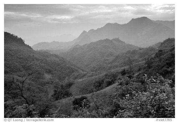 Lush mountain scenery between Moc Chau and Yeu Chau. Northwest Vietnam