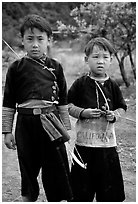 Two Hmong boys, Xa Linh. Northwest Vietnam (black and white)