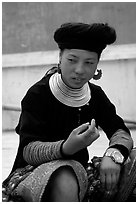 Hmong woman, near Yen Chau. Northwest Vietnam (black and white)