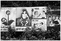 Government educational paintings, near Yen Chau. Northwest Vietnam (black and white)