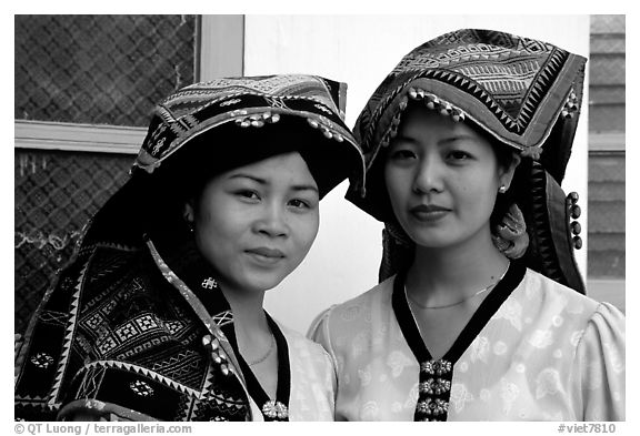 Two thai women in traditional dress, Son La. Northwest Vietnam