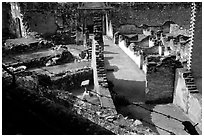 Ruins of the colonia prison cells, Son La. Northwest Vietnam (black and white)