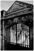Door of the colonial jail where many political opponents were imprisoned, Son La. Northwest Vietnam (black and white)