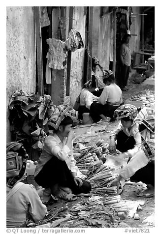 Thai women in the market, Tuan Chau. Northwest Vietnam