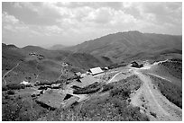 Hamlet near the pass between Son La and Lai Chau. Northwest Vietnam (black and white)