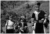 Hmong family near Lai Chau. Northwest Vietnam (black and white)