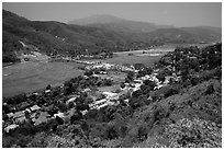 Lai Chau, nested in a valley. Northwest Vietnam (black and white)