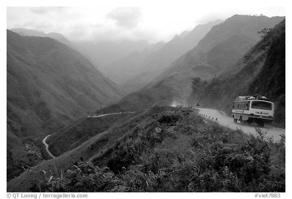 Steep road ascends the Tram Ton Pass near Sapa. Northwest Vietnam