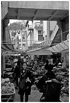 Black Hmong people at the Sapa market. Sapa, Vietnam (black and white)