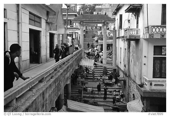 Sapa market. Sapa, Vietnam (black and white)