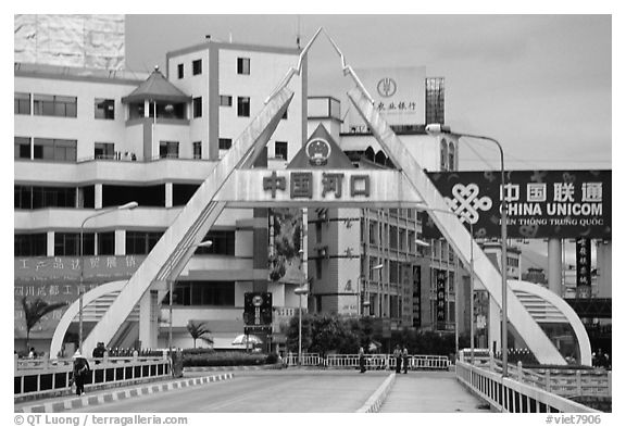 The Chinese side of the border crossing at Lao Cai. Vietnam