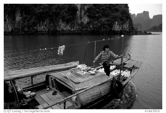 Peddling from a boat. Halong Bay, Vietnam