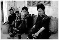Black Hmong Women. Sapa, Vietnam (black and white)