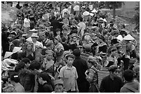 Crowded market. Bac Ha, Vietnam (black and white)