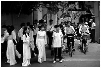Uniformed school children. Ho Chi Minh City, Vietnam ( black and white)