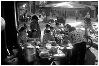 Street restaurant. Ho Chi Minh City, Vietnam ( black and white)