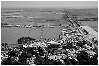 Chau Doc and the plain  seen from the Sam Mountain. Chau Doc, Vietnam ( black and white)