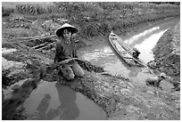 Mechanized irrigation. Mekong Delta, Vietnam (black and white)