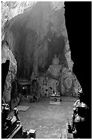Troglodyte sanctuary in the Marble Mountains. Da Nang, Vietnam (black and white)
