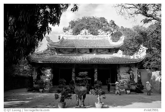 Temple, Marble Mountains. Da Nang, Vietnam (black and white)