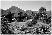 Archeological Cham site. My Son, Vietnam (black and white)