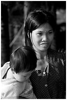 Young mother and child, near Ben Tre. Vietnam (black and white)