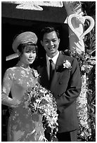 Just married couple, Ho Chi Minh city. Vietnam (black and white)