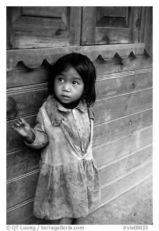 Girl of minority village, near Dalat. Vietnam (black and white)